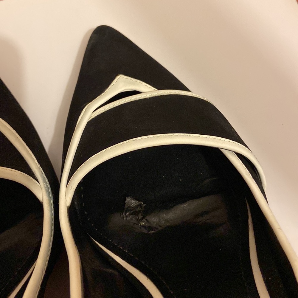 WHBM Classy Black White Hayden suede Heels 7.5 - Picture 6 of 12